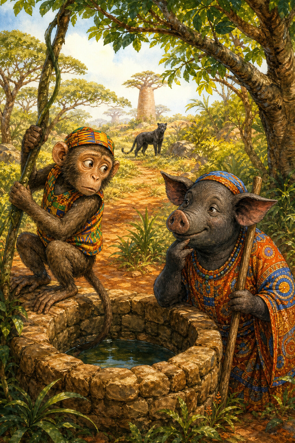 La panthère et le singe